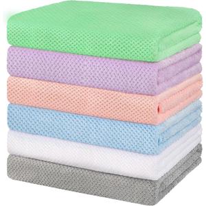 HOMEXCEL 6 Pack Bath Towel Set, (24 x 48 Inches) Microfiber Ultra Soft Highly Absorbent Bath Towels, Lightweight and Quick Drying Towels for Hotel, Bathroom, Spa and Beauty Parlor, Multicolor