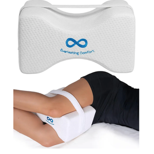 Everlasting Comfort Memory Foam Knee Pillow for Side Sleepers – Sciatica Pain Relief Pillow, Removable Strap Support – Leg Pillows for Sleeping Alignment, Knees, Back & Hip Cushion