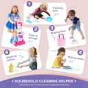 Toddler Cleaning Set, Kids Cleaning Carts Toy Set, Detachable Kids Mop Broom Set for Toddlers - Pretend Play Educational Toy (Pink)
