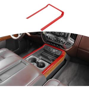 RT-TCZ for Chevy Silverado Red Center Console Trim Frame Cover for Chevrolet Silverado GMC Sierra 2014-2018 Red Interior Accessories