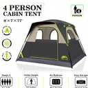Happy Travel Tent 4 Person Tents for Camping, Waterproof Easy Setup Camping Tent with Top Rainfly, Portable Tall Cabin Tent with 4 Mesh Windows and Carry Bag for Outdoor Camping & Hiking