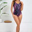 Itzel Women's Twist Front One Piece Swimsuit Ruched Tummy Control (Black)