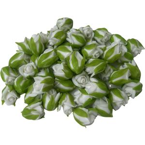 50 PCS Artificial Large Rose (02) Clay Flowers for Jewelry Making Lei DIY Craft Supplies (White)