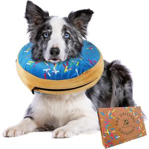 Dog Donut Collar | Alternative to Traditional or Soft Dog Cones | Inflatable Post-Surgery Cone for Small Dogs (Blue)