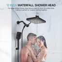 Rain Shower Head with Handheld Spray Combo Set, Adjustable 12" Rainfall Dual Shower Head, Double&Tandem Shower Head, Waterfall Showerhead Bathroom -Matte Black