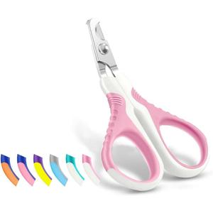 WePet Pet Nail Clippers U07.1, Professional Claw Trimmer, Bended Scissor Special for Cats, Kittens, Dogs, Puppies, Small Animals, White/Thulian Pink