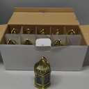 Mini Lantern with Flickering LED Candles Set of 10, Hewory Gold Vintage Decorative Hanging Candle Lanterns for Halloween, Christmas, Wedding Decorations, Party, Table Centerpiece, Battery Included