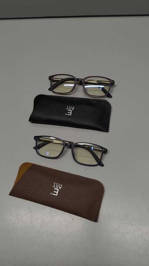 ASY READ 2 Pairs Sporty Style Reading Glasses for Men，Rectangular TR90 Blue Light Blocking Readers with Spring Hinge -Black Blue 1.25x