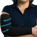 KEMFORD Compression Lymphedema Arm Sleeves for Women 15-20 mmHg, Silicone Grip, 1 Pair, Black, XL Medical Full Arm Support for Swelling, Circulation & Edema (Black, XL)