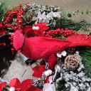 Christmas Wreath with Lights, Soomeir 24 Inch Lighted Christmas Wreaths for Front Door with Pine Needles and Berries, Large Prelit Wreath for Holiday Winter Window Outdoor Indoor Xmas