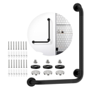 Black Angled Grab Bar 16x24 Inch, L-Shaped Grab Bars for Shower | Bathroom Grab Bar for Senior, Stainless Steel, Anti-Slip Knurled Grip, 1.25" Diameter, Wall Mounted Handicap Bars for Toilet