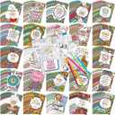Liliful 144 Pcs Flower Coloring Book Bulk for Adult Kids DIY Art Stress Relief Drawing Book with Patterns for Adults, Party Favors, Goodie Bag Filler and Holiday Gifts (Motivate)