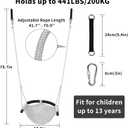 Hi-Na Tree Swing for Kids, Adjustable Toddler Rope Swing Seat with Snap Hooks and Straps, 440 lbs Capacity, Swingset Accessories for Indoor Porch Doorway Outdoor Playground Backyard (Gray)
