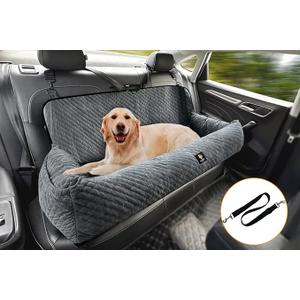 Dog Car Seat for Medium/Large Dogs Under 100 Lbs,Multi-Functional Dog Car Bed Washable Pet Travel Safety with Thick Cushion, Soft Safe Removable,for All Cars Back Seat（Grey）