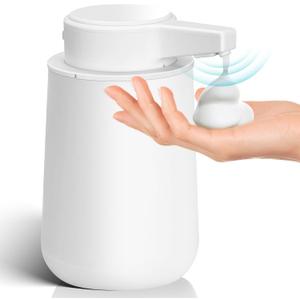 Automatic Soap Dispenser Foaming Touchless: 9oz Plastic White Modern Rechargeable Electric Auto Foam Soap Dispenser - Bathroom Kitchen Hand Dish Lotion
