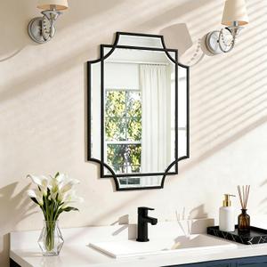 Bathroom Mirrors for Over Sink, 20x28 Inch Framed Mirrors for Wall, Black Bathroom Vanity Mirror, Rectangle Farmhouse Mirror Decorative, Entryway, Living Room Decor
