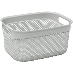 3Pack Medium Storage Basket, Decorative Plastic Home Organizer, Lightweight Versatile Tub with Built-In Handles, White