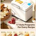 KBS 2.2LB Bread Maker, Automatic Bread Machine with Healthy Ceramic Nonstick Pan, Auto Nut Dispenser, 17-in-1 Programs for Gluten-Free & Sourdough, Touchscreen, 15H Delay Timer, White Stainless Steel