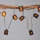 Natural Rattan String Lights, 10 Rustic Raffia Cage, 13 Ft Plug in & Connectable Wicker Lights,Black Rattan