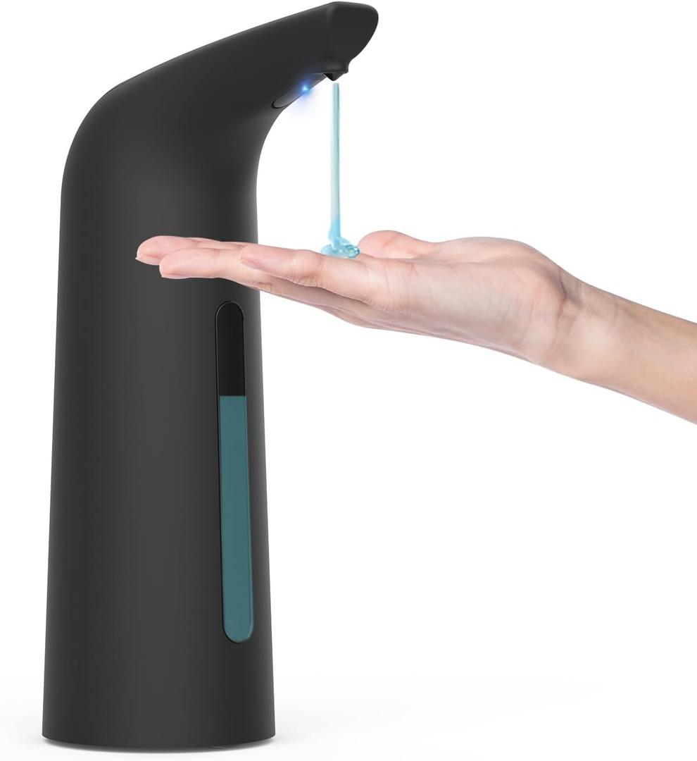 Automatic Soap Dispenser Touchless,400ML Hand & Dish Countertop Electric Liquid Dispenser with Sensor, Modern 4 Gear Adjustable Black Waterproof Battery Operated Kitchen Auto Soap Pump