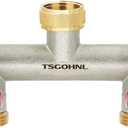 Brass Garden Hose Splitter, 2 Way Faucet Diverter with 2 Extension Handles, Outdoor Hose Splitter, Heavy Duty Nickel Plated, GHT 3/4-Inch Female Inlet and 3/4-Inch Male Outlet