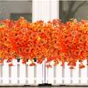 12 Bundles Artificial Fall Fake Mums for Outdoor, Autumn Faux Mums Flowers UV Resistant Plastic Greenery Garden Porch Patio Fall Thanksgiving Home Decor (Orange Yellow)