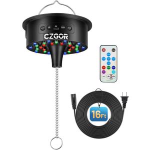 Disco Ball Motor with Light, 0/3/6/9/12/15 RPM Rotating Adjustable Speed Spinner with Remote, 16ft Detachable Power Cable/Battery/USB-C Power Mode, Supports 4'' - 16'' Mirror Balls for Party Outdoor