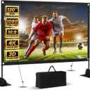 120inch Projector Screen with Stand: Portable Projector Screen Outdoor Indoor Front/Rear16:9 4K HD with Carry Bag, Sandbag - Lightweight Movie Screen for Backyard, Camping, Theater