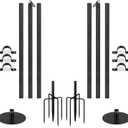 Newhouse Lighting NHSLP-2P String Light Pole Set of 2 | 9-ft.-8-in. Outdoor String Light Poles for Deck, Garden, Patio, or Backyard Decor | Outdoor Light Poles for String Lights and Patio Decorations (Black)