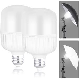 NEEWER E26 35W LED Light Bulbs, 2 Packs, 3150 Lumens/5700K/CRI 93+/15000h Lifespan, Bright Video Photography Lighting, Silent/No Flicker/Non Dimmable 350W Incandescent Equivalent