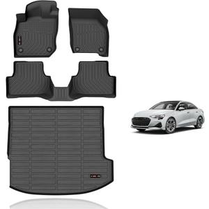 KELCSEECS Floor Mats & Cargo Liner Custom for Audi A3 2022 2023 2024 Car Mats Automotive Cargo Mat TPE Floor Liners Audi A3 All Weather Trunk Mat Accessories Trunk Liner Black