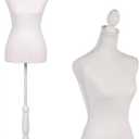 Adjustable Female Dress Form, 60"-67" Mannequin Torso on Wood Tripod, Sewing Mannequin for Clothing Display, Photography, Home Decor, (White)