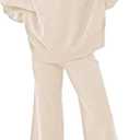 Pink Queen Women's 2 Piece Outfits Sweater Sets Knit Pullover Tops And Wide Leg Pants Loose Tracksuit Lounge Set (Beige) M