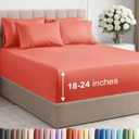 Extra Deep King Sheet Set - 6 Piece Breathable and Cooling Sheets - Hotel Luxury Bedding for Women, Men, Kids & Teens - Easy & Secure Fit - Soft, Wrinkle Free and Comfy - Extra Deep Pockets - Coral