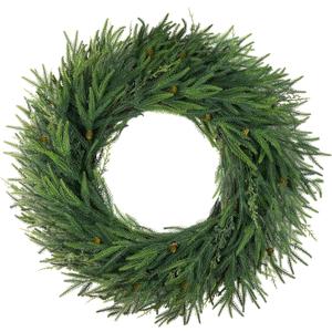 30" Norfolk Pine Wreaths for Front Door,Christmas Cedar Wreath Greenery aound Year, DIY Large Artificial Greenery Christmas Outdoor Wreath for Porch,Window,Farmhouse,Home,Holiday,Hanging Decor