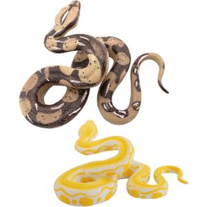 Fake Snake 2Pcs 2 Style Curl-Up Realistic Snake That Look Real Long Lasting PVC Toy for Prank, Backdrop, Halloween
