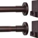 Matte Bronze Shower Curtain Rod,1 Inch Diameter Stainless Steel Adjustable Spring Tension Rods 32 to 80",with Holders,Anti-Slip,Curtain Rods No Drilling(1 Pack)