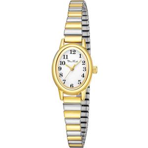 Diaofendi Petite Women's Easy Reader Watch, Analog Women Watch with Stainless Steel Expansion Band, Water Resistant (S(5.51"-7"), Two-Tone)