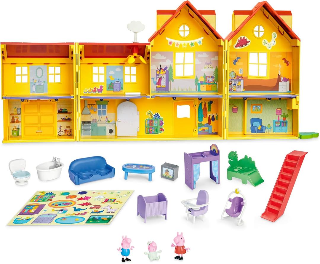 Peppa Pig Peppa's Big Family House Playset with 3 Figures, 11 Accessories, 2025 Version with Baby Evie, Preschool Toys for Girls and Boys 3 and Up, Over 2.5 Feet Wide