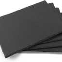 4 Pack 16''x12'' Black Slate Cheese Board Slate Stone Plates with Natural Edge Square Serving Tray Coaster for Fruit Dessert Appetizer Cake Fruit Meat Kitchen Dining Party