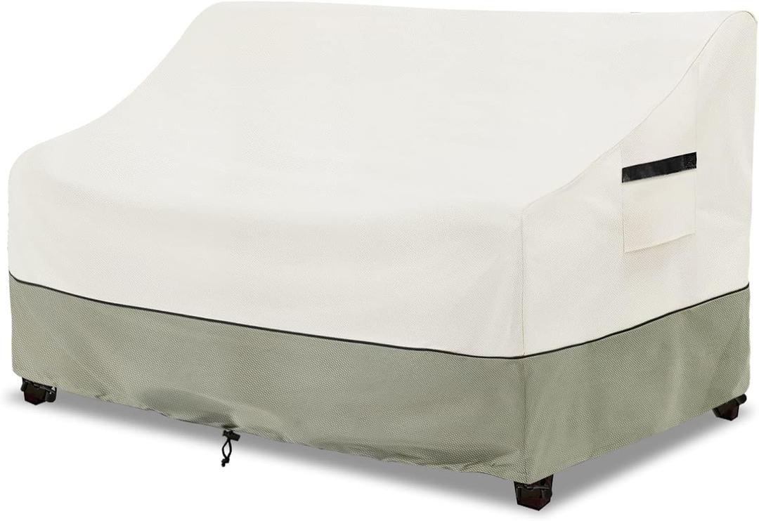 Patio 3-Seater Sofa Cover, Outdoor Couch Cover Fits up to 85W x 38D x 35H Inches,100% Waterproof Heavy Duty Patio Furniture Covers, Beige & Gray-Green