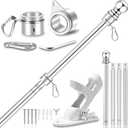 5 FT Flag Pole for Outside House, 1" Stainless Steel Flag Pole Kit with 2-Position Flagpole Holder Bracket & 360 Spinning Metal Flag Ring Clips, Outdoor Porch Wall Mounted for 3x5 Flag (5 FT, Silver)