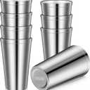 Zopeal Stainless Steel Cups 16 Oz, Double Wall Vacuum Pint Cup Tumbler, Stackable Metal Unbreakable Drinking Glasses for Home and Outdoor(Silver,8 Pcs)