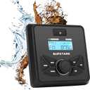 Marine Stereo Audio System with Marine Speakers and Gauge Receiver Package, IPX6 Weatherproof Bluetooth Audio Receiver and AM FM Radio Receiver, USB, MP3, Aux input, 2 x 6.5 Inch Black Marine Speakers