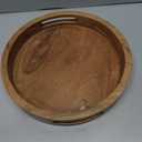 Samhita Round Serving Acacia Wooden Tray with Handles for Serving Beverages & Food on Bar Living Room Home Dining Table (12" x 12" x 1.6")
