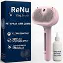 Renu Dog Brush  3in1 SelfCleaning Steamy Pet Brush for Dogs & Cats, Fresh Fur Shower Brush That Removes Loose Hair, Reduces Shedding, Grooming Tool for Long & Short Hair, Wet or Dry Use (Pink)