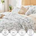 Love's cabin White Full Size Comforter Set - Comforter Set Full, 3 Pieces Cute Floral Bedding Sets for All Seasons,1 Soft Reversible Botanical Flowers Comforter and 2 Pillow Shams
