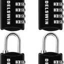 DELSWIN Small Combination Lock for Locker, 4-Digit Mini Combo Lock for Backpack and Luggage, Combination Padlock for School Gym Locker (Pack of 4) (Charcoal Black)