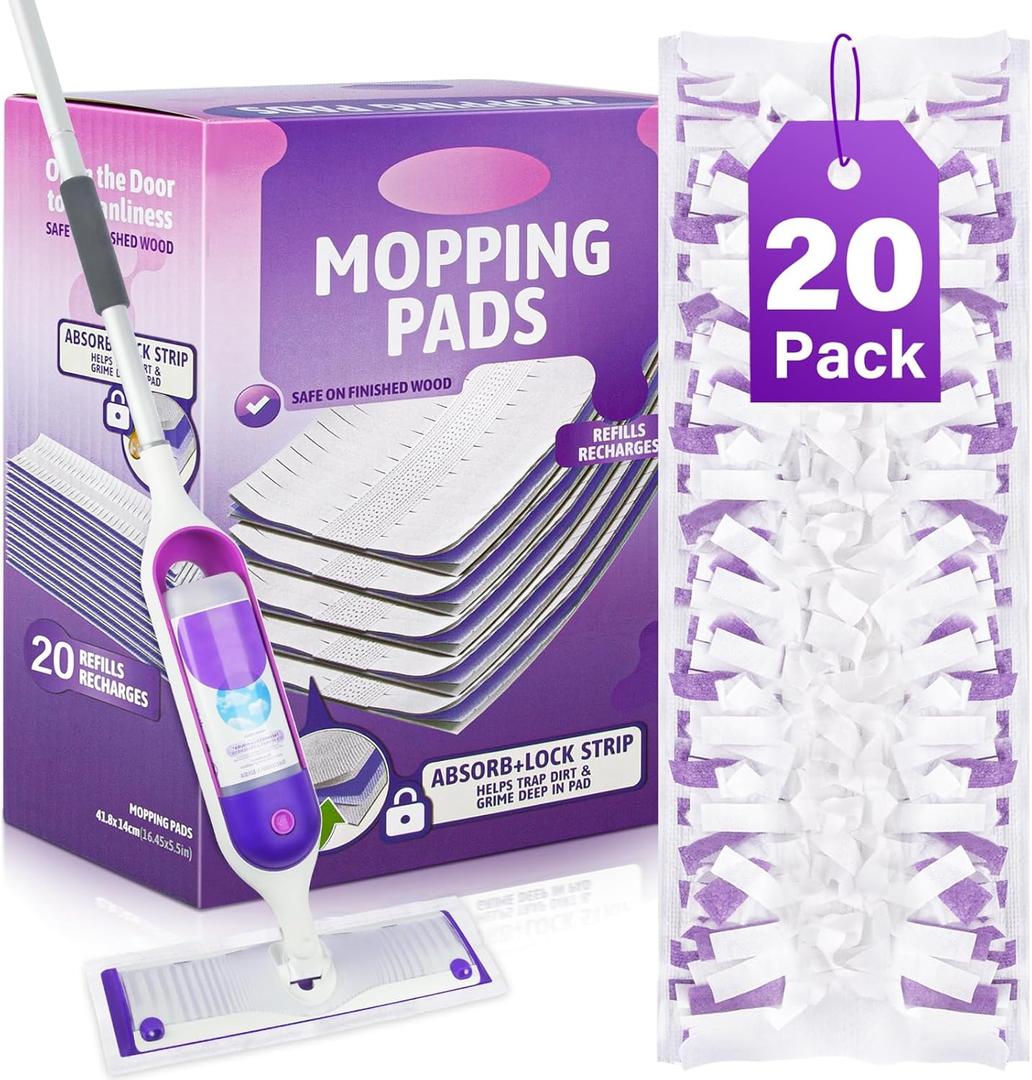 Mop Pads Refills for Swiffer Power Mop: 20 Pcs Wet Dry Disposable Pad for Multi-Surface Floor Cleaning - Mopping Replacement for Tile Hardwood - Sweeping Cloths for Home Kitchen