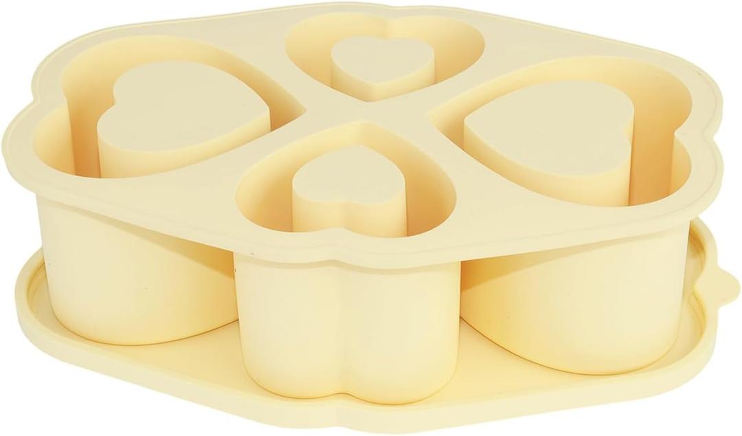 YXQ Stanley Cup Ice Mold Heart Shaped Fun Silicone Molds with Lid & Bin 20 30 40 OZ Ice Cube Tray for freezer Accessories (Yellow)
